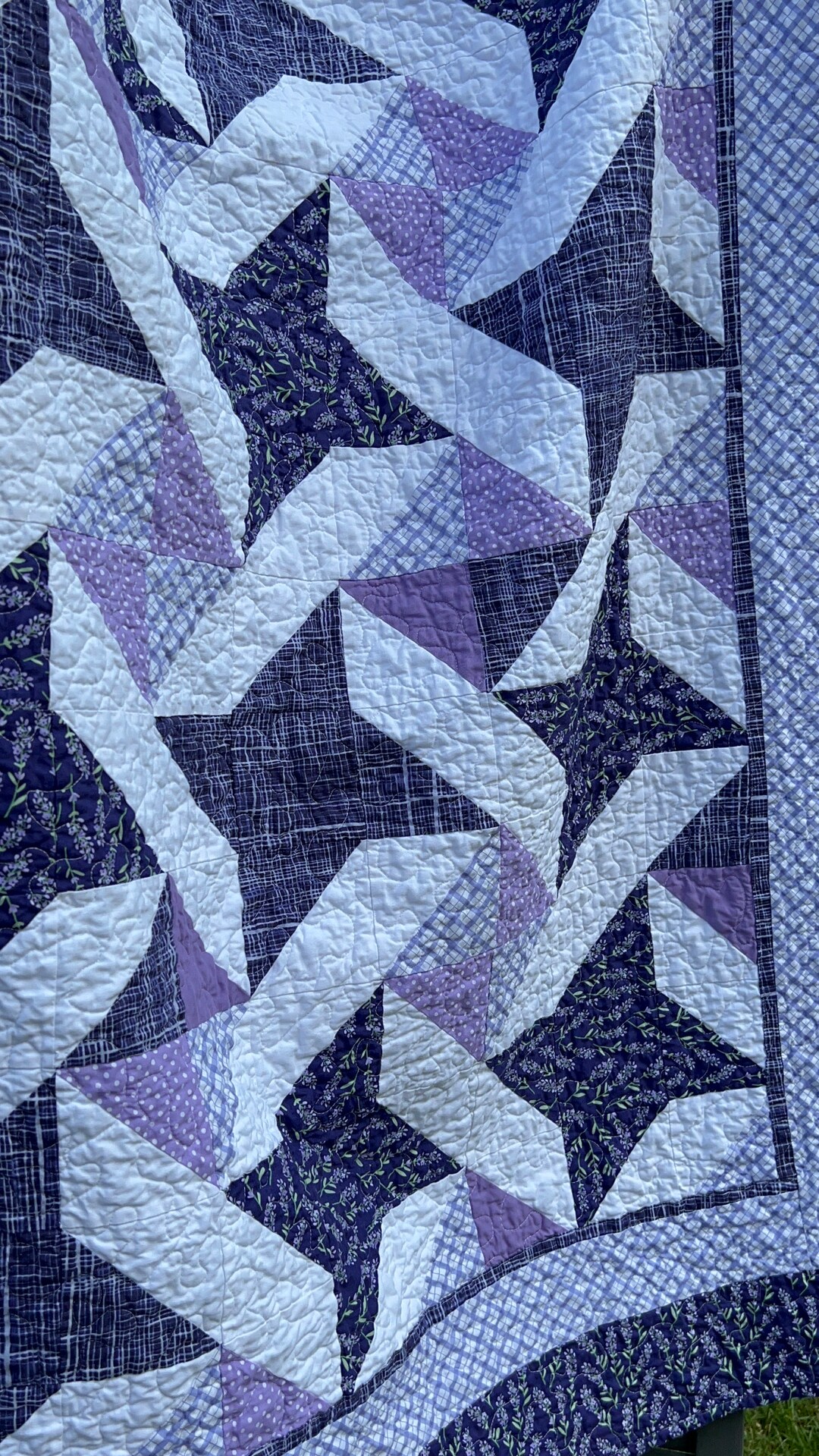 Handmade Quilt Extra Large Throw Quilt Purple and White Quilt Quilt for