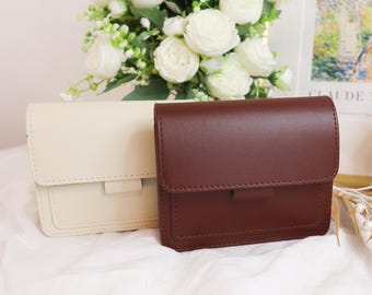 Vegan Leather Cross Body Bag, Detachable Straps, Birthday Gift For Her, Wife Gift, Monogrammed Faux Leather Crossbody Flap Bag