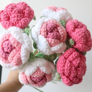 Crochet Flower Bouquet, Roses Bouquet, Handmade Gift, Knitted Flower, Forever Flower, Gift for Girlfriend, Valentine&#39;s Day Gift