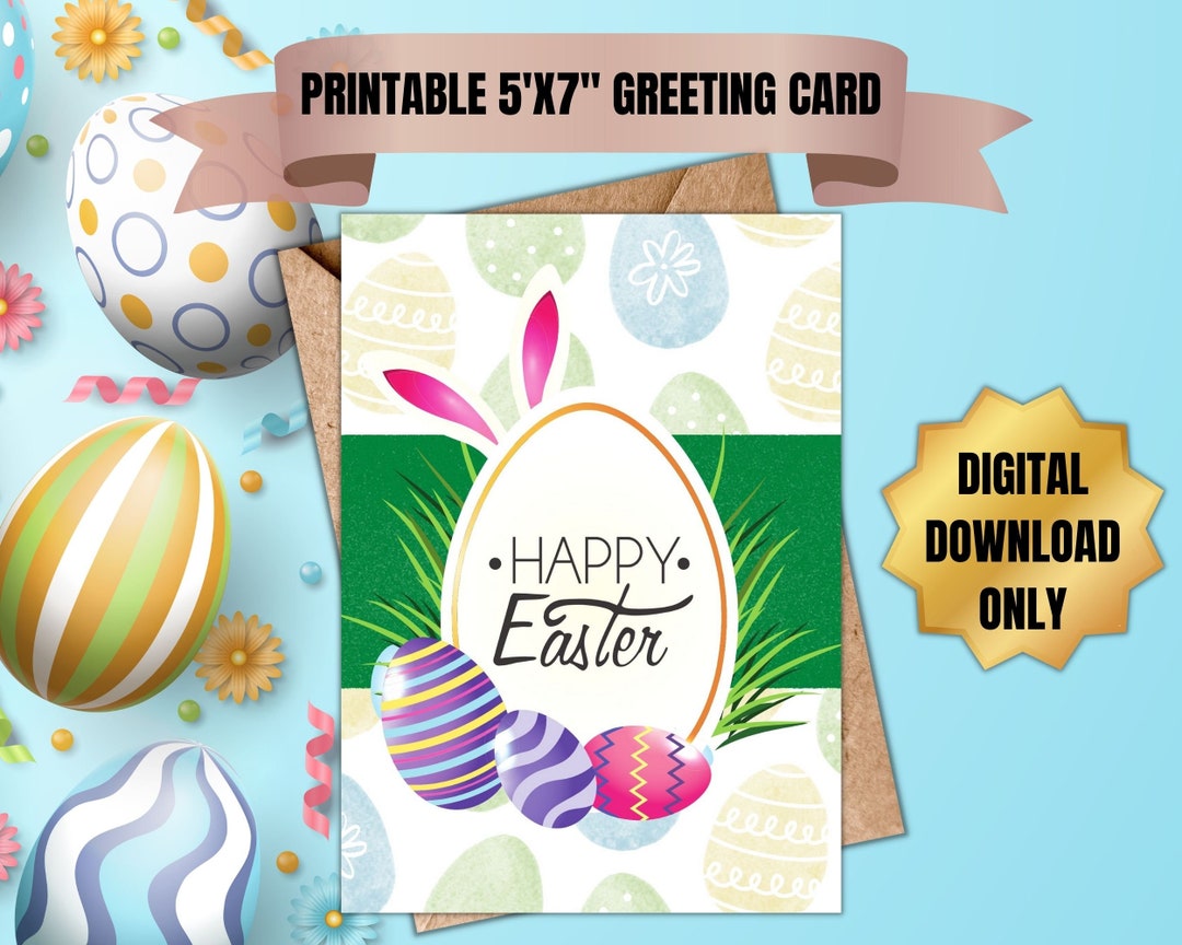 Printable Happy Easter Eggs Greeting Card - Etsy