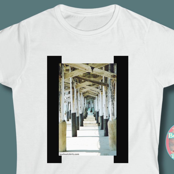 Women's Under The Huntington Beach Pier Vintage Film Photo Gildan 64000L Women's Softstyle T-Shirt