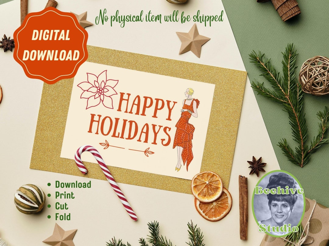 Printable Happy Holidays Card, Digital Happy Holidays Card, 5x7 ...