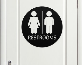 Metal Unisex Restroom Sign, Modern Business Decor