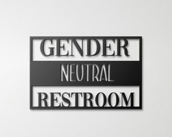 Gender Neutral Restroom Sign, Inclusive Metal Sign