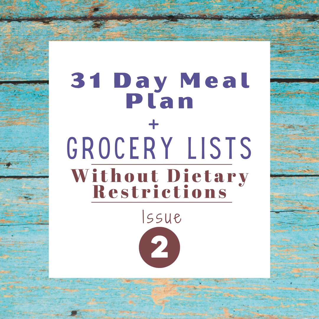 31 Day Meal Plan Recipes &amp; Grocery Lists Meal Planning Done - Etsy