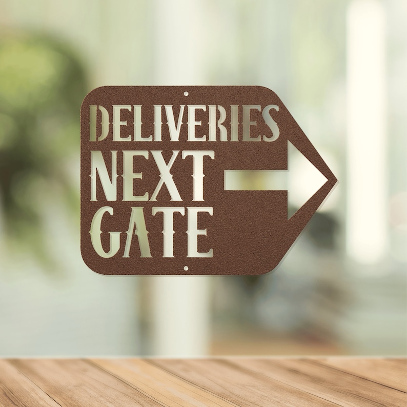 Deliveries Next Gate Steel Sign, Customizable Arrow, Business or Home ...