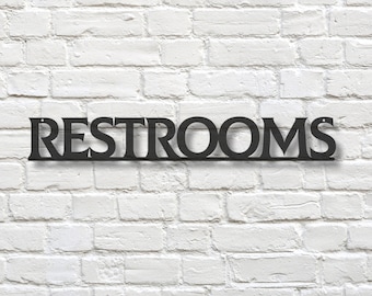 Modern Steel Restrooms Sign, Office Bathroom Door Sign