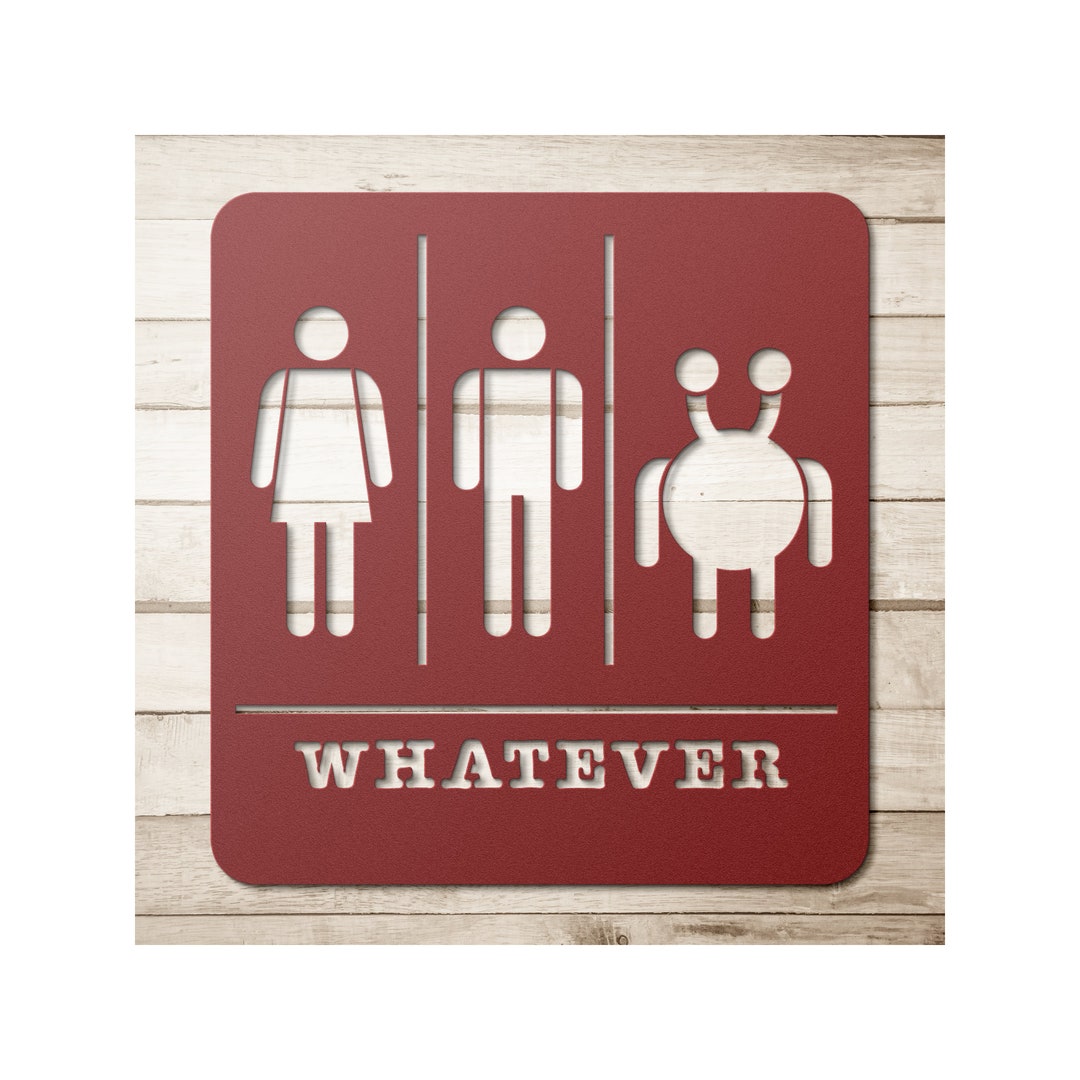 Bathroom Door Sign With Man Woman and Extra Terrestrial - Etsy