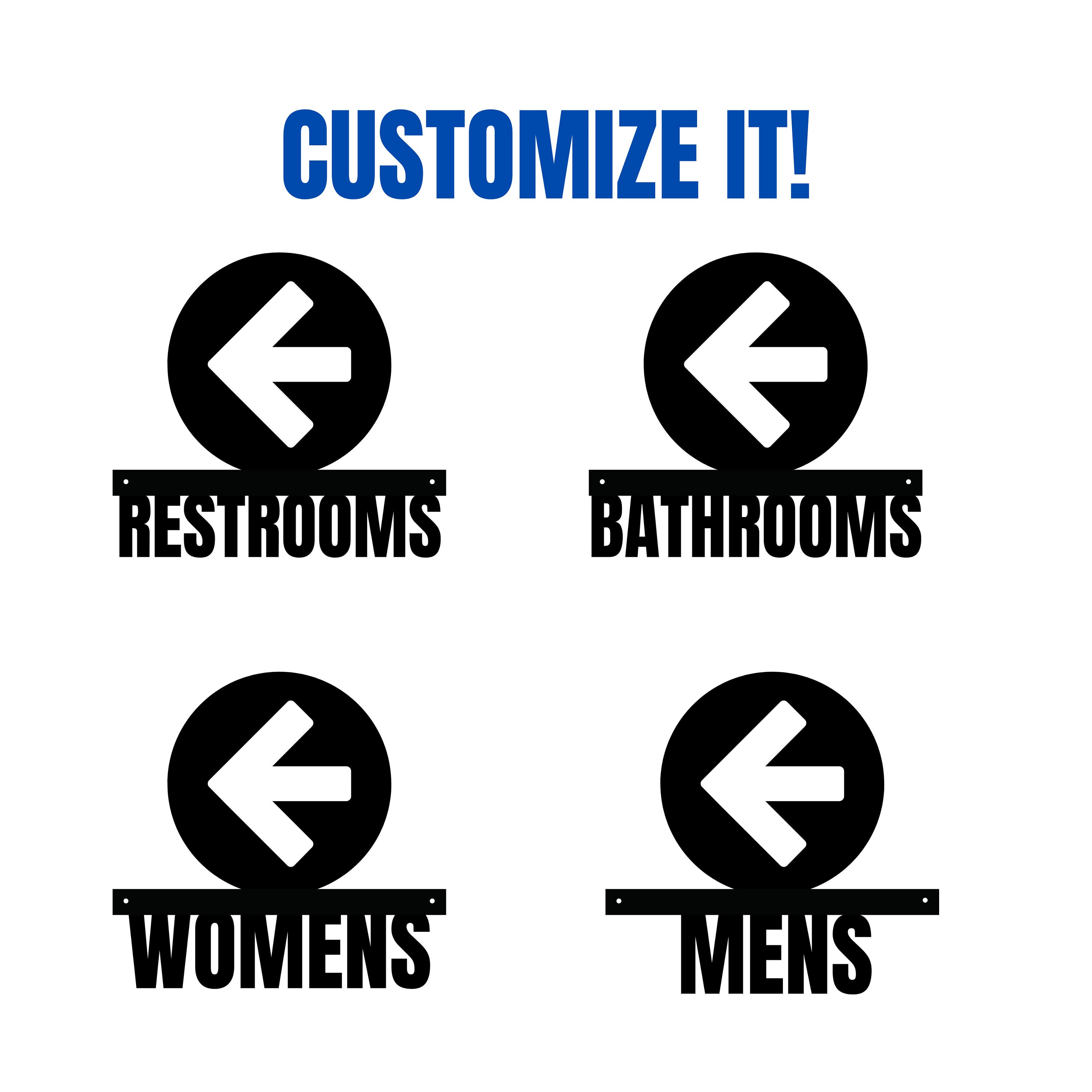 Restroom Sign for Business, Metal Sign With Arrow, Custom Bathroom Sign ...