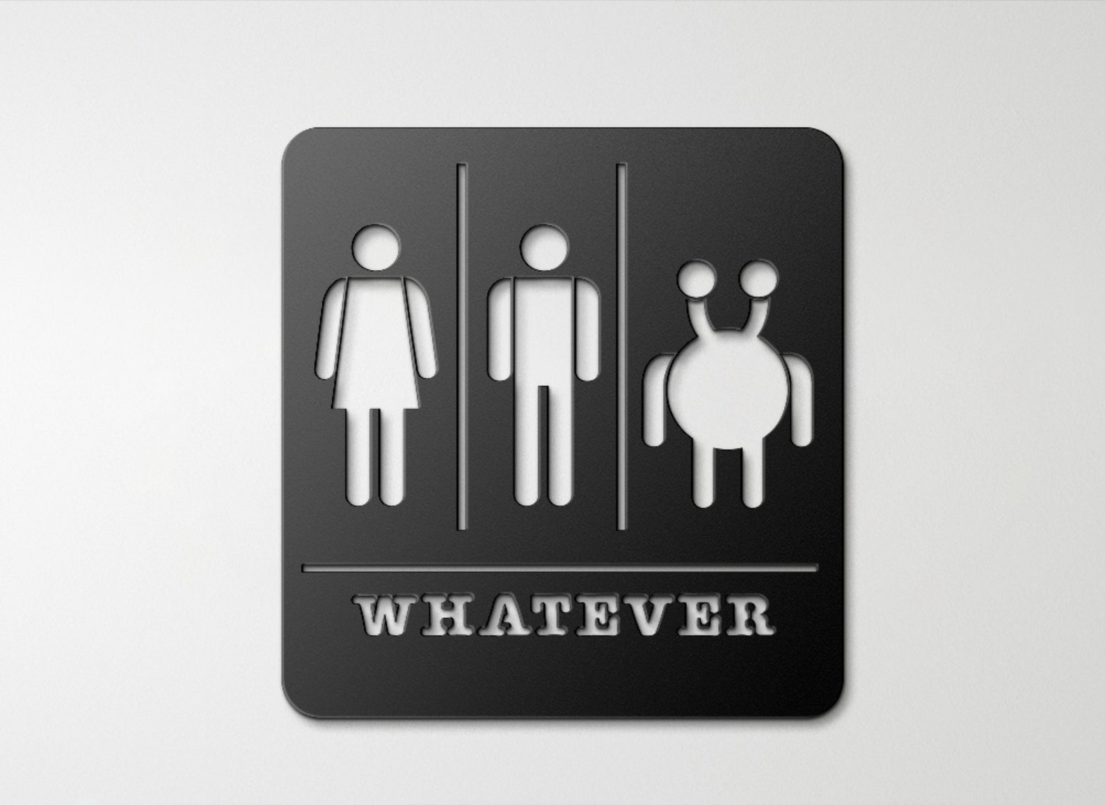 Bathroom Door Sign With Man, Woman, and Extra Terrestrial, Gender ...