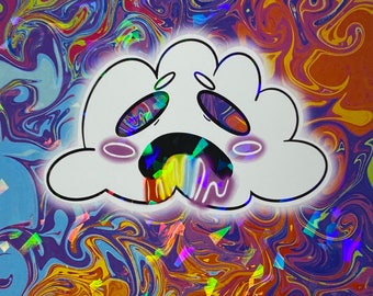 Rainbow guts | cloud | digital art print | holographic print