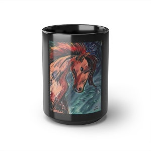 Midnight Ride- Solvang Artist- Jen Martinez Collection- Black Mug, 15oz