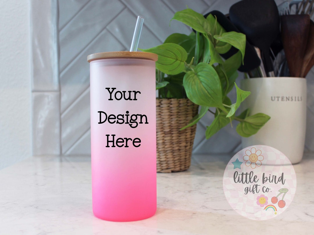 Frosted Glass Can Cup Mockup Cup Mockup Frosted Pink Cup Etsy
