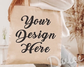 Canvas Tote Mockup Natural Canvas Tote Mockup Tote Bag Mockup Bookish Mockup Book Tote Mockup Modeled Tote Mockup Model Bride Mockup