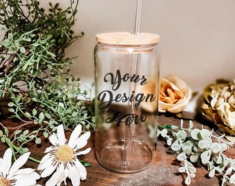 Libbey Glass Can Mockup Glass Beer Can Mockup Glass Can Spring Mockup Farmhouse Mockup Book Mockup Drink Mockup Stock Photo JPG & PSD