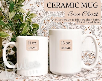 Mug Size Chart | 11 Oz. & 15 Oz. Mug Size Chart | Mug Measurements | Ceramic  Mug Size Chart | Mug Sizes | Digital JPEG IMAGE | SKU M0047 - Etsy