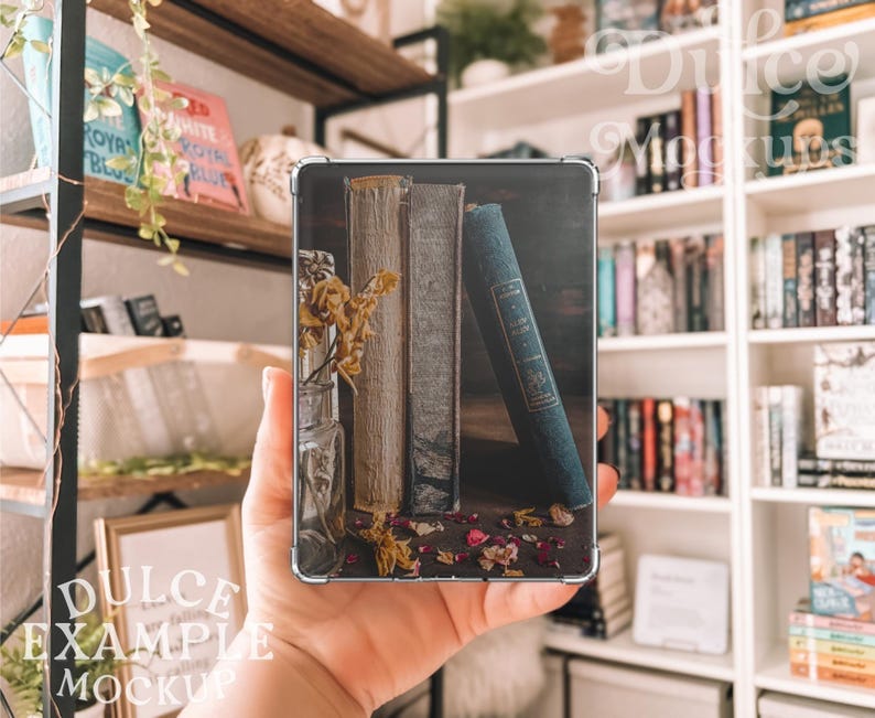 Clear Kindle Case Mockup Sticker Mockup E-book Bookshelf E-Reader Drag & Drop Stickers Template Cute Sticker Mockup Decal Mockup E-Reader image 3