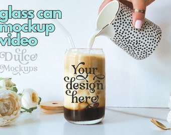 Eiskaffee Mockup Video 16 Unzen Glasdose Mockup Video 16 Unzen Glas Bierdose Mockup Becher Mockup Sipper Glas Bauernhaus Mockup Kaffeetasse Mockup