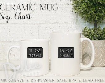 Mug Size Chart | 11 Oz. & 15 Oz. Mug Size Chart | Mug Measurements | Ceramic  Mug Size Chart | Mug Sizes | Digital JPEG IMAGE | SKU M0047 - Etsy
