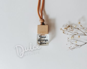 Square Glass Car Diffuser Mockup Square Style Glass Diffuser Air Freshener Reed Diffuser Freshie Mockup Product Label Essential Oils Bottle
