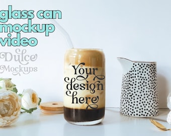 Eiskaffee Mockup Video 16 Unzen Glasdose Mockup Video 16 Unzen Glas Bierdose Mockup Becher Mockup Sipper Glas Bauernhaus Mockup Kaffeetasse Mockup