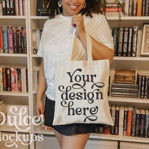 Canvas Tote Mockup Natur Canvas Tote Mockup Tragetasche Mockup Bookish Mockup Book Tote Mockup Modeled Tote Mockup Schwarz Model