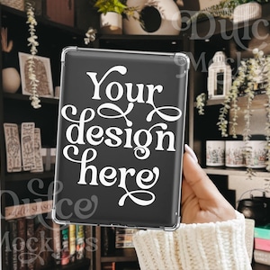 Clear Kindle Case Mockup Sticker Mockup E-book Bookshelf E-Reader Stickers Template Cute Sticker Mockup Decal Mockup E-Reader Kindle Mockup