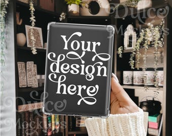 Clear Kindle Case Mockup Sticker Mockup E-book Bookshelf E-Reader Stickers Template Cute Sticker Mockup Decal Mockup E-Reader Kindle Mockup