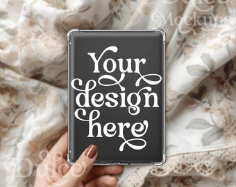 Clear Kindle Case Mockup Cute Sticker Drag and Drop Mockup E-book Bookshelf E-Reader Stickers Template Mockup Decal E-Reader PDF