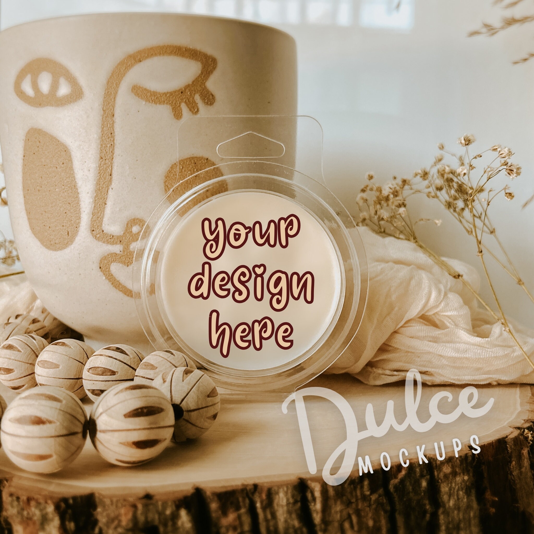 White Wax Melt Mockup Tart Mockup Pie Clamshell Mockup Pie Shaped