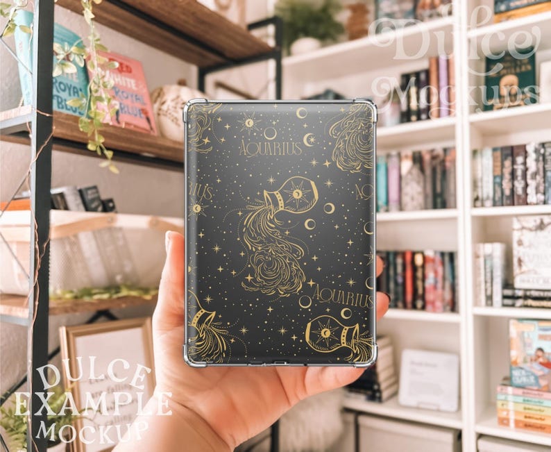 Clear Kindle Case Mockup Sticker Mockup E-book Bookshelf E-Reader Drag & Drop Stickers Template Cute Sticker Mockup Decal Mockup E-Reader image 2
