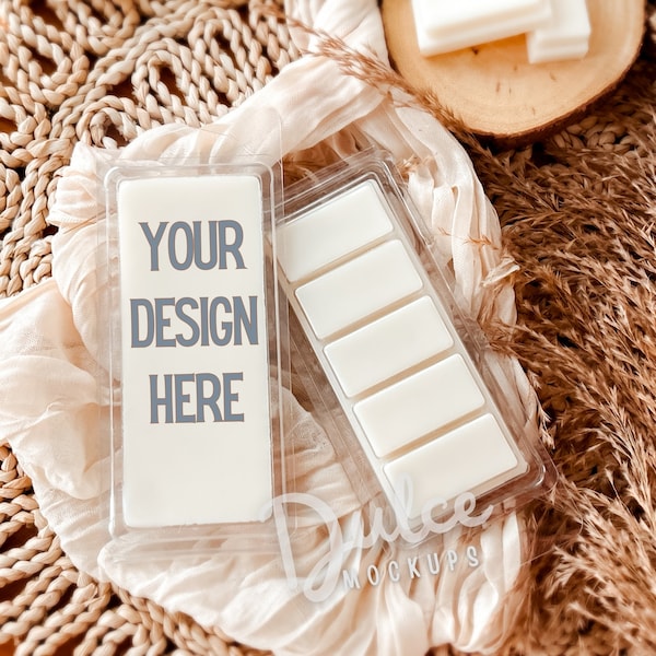 White Wax Melt Mockup Wax Melt Snap Bar White Tart Mockup Boho Mockup Soy Wax Melts Candle Label Mockup Clamshell Snapbar Candy Bar Mockup