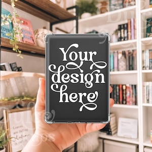 Clear Kindle Case Mockup Sticker Mockup E-book Bookshelf E-Reader Stickers Template Cute Sticker Mockup Decal Mockup E-Reader Kindle Mockup