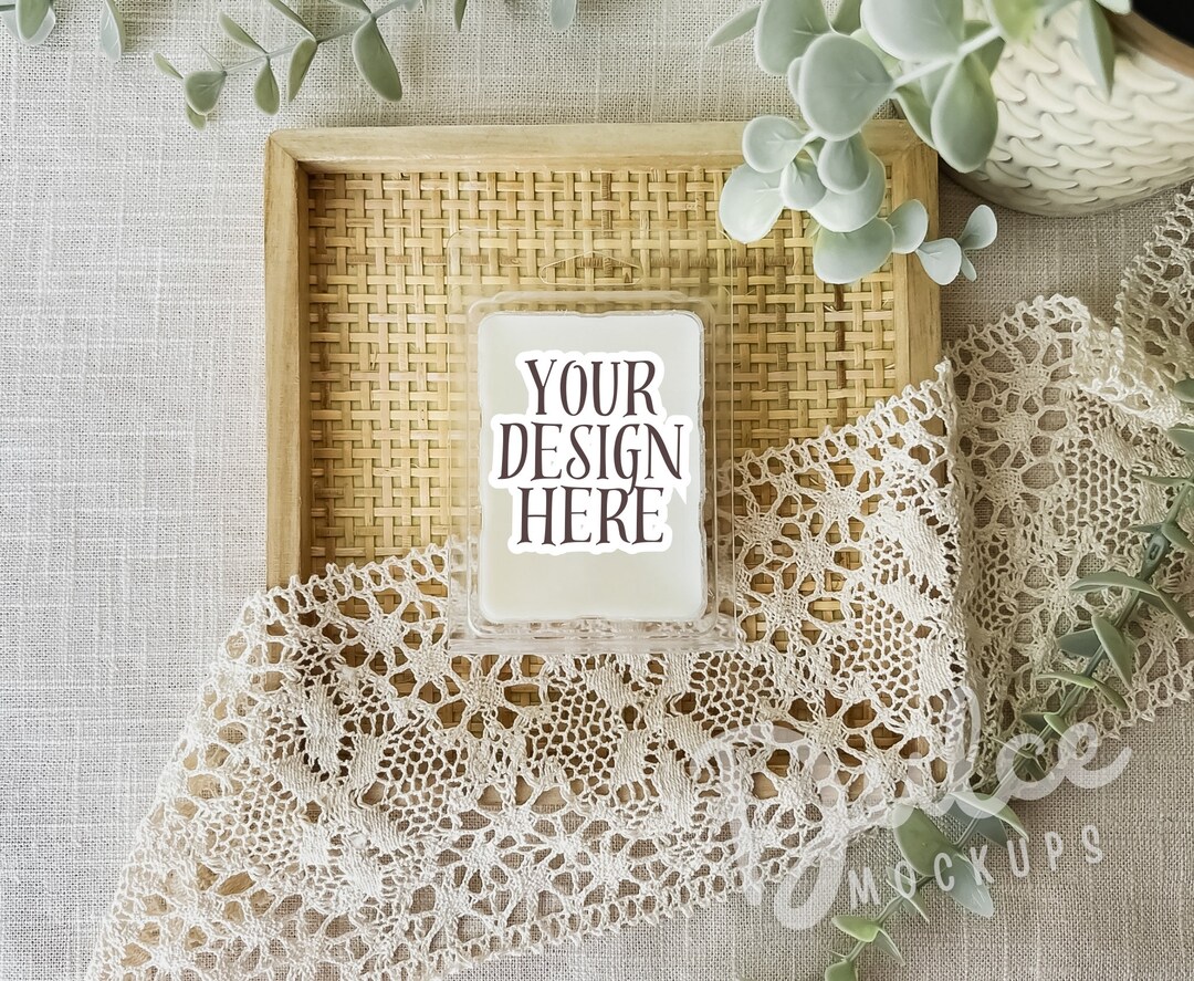 White Wax Melt Mockup Tart Mockup Clamshell Mockup Sticker Label Mockup