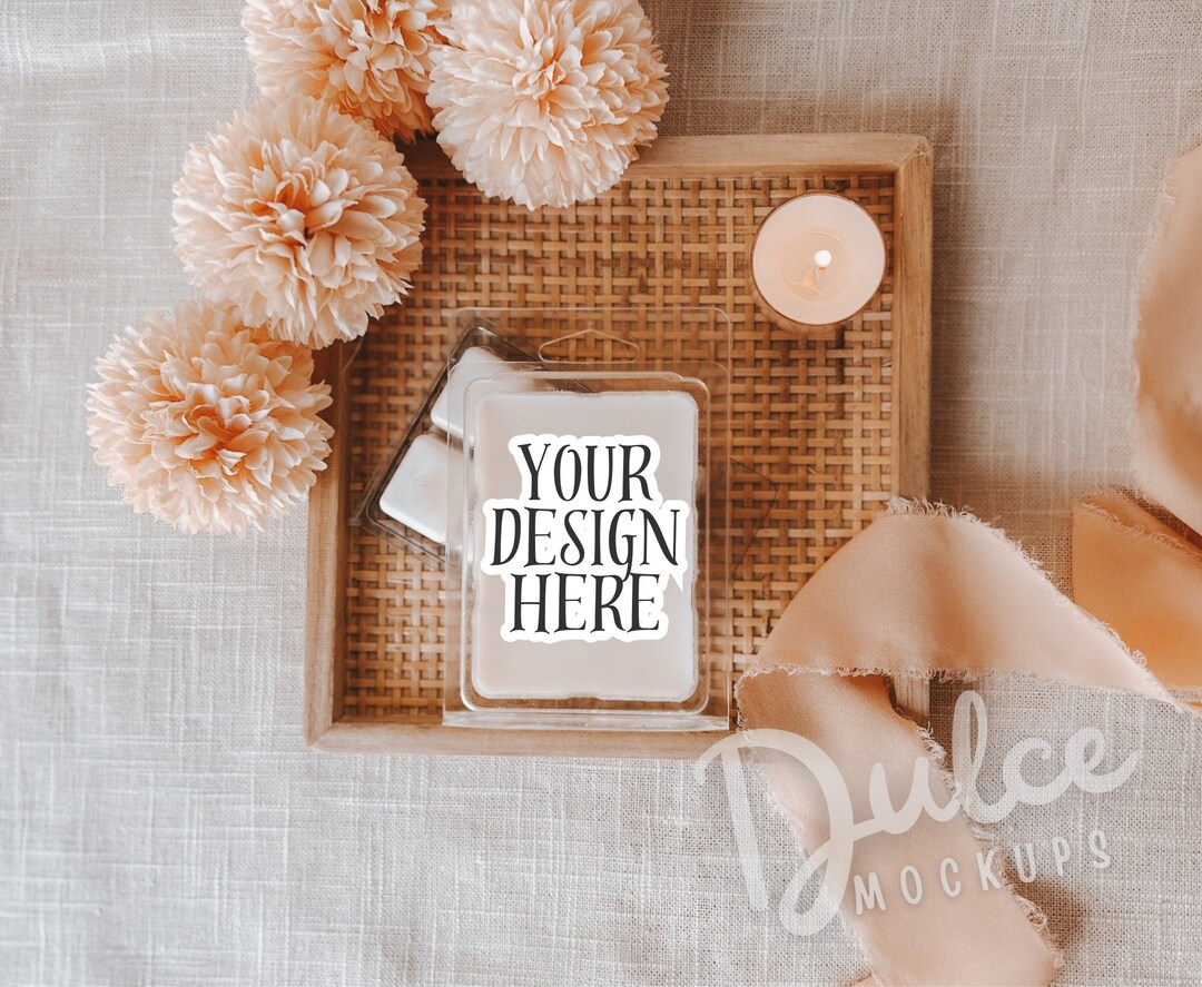 White Wax Melt Mockup Tart Mockup Clamshell Mockup Sticker Label Mockup