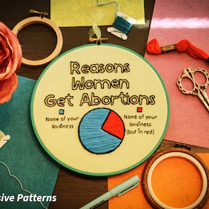 Pro Choice Embroidery Pattern - Funny Snarky hand embroidery pattern