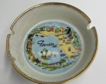 Vintage Florida Map Souvenir Ashtray