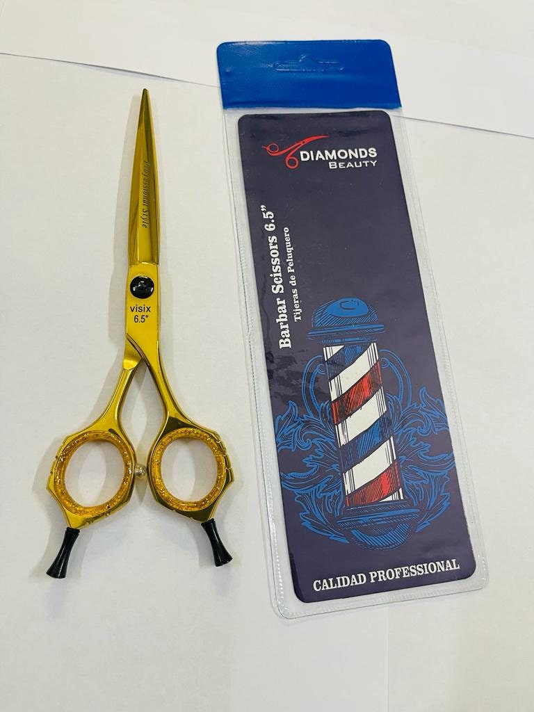 Diamond Beauty Barber Scissors Gold Color Hair Razor Edge Haircut Shears  Stainless Professional 