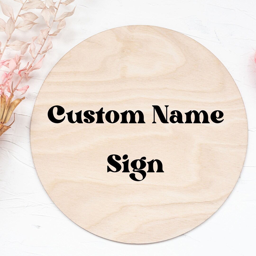 Custom Round Last Name Sign Front Door Hanger Decor Etsy