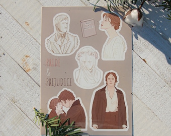 Pride and Prejudice | Vintage Stickers | Sticker Sheet | Jane Austen | Movie Stickers | Decal