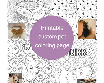Custom pet coloring page - custom pet portraits - coloring page download - custom artwork - pet memorial