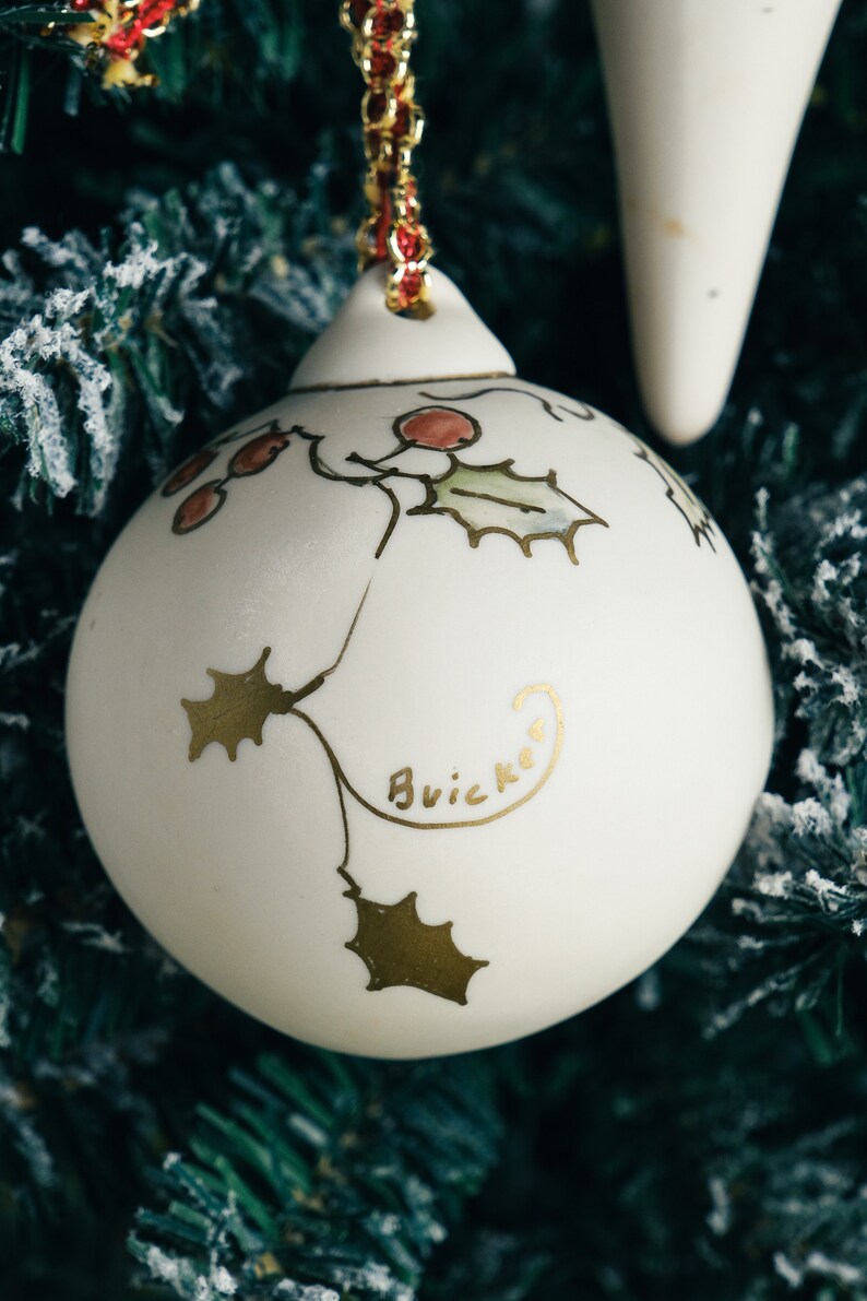 Vintage Hand Painted Ceramic Christmas Tree Ornaments Set of 3 Etsy