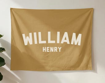 Custom Name Banner | Kids Wall Art, Personalized Flag, Nursery Tapestry, Custom Text Sign, Boys or Girls Room Decor, Multiple Colors