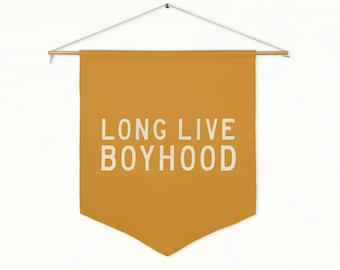 Long Live Boyhood Pennant Flag, Custom Flag, Boys Room Decor, Kids Wall Hanging, Playroom Flag, Boyhood Decor, Nursery or Bedroom Pennant