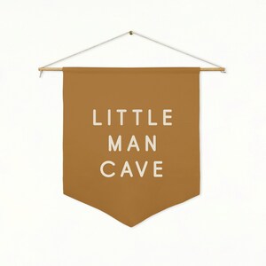 Little Man Cave Pennant | Boys Room Decor, Kids Wall Art, Camp Flag, Rustic Wall Hanging, Man Cave Decor, Playroom Sign, Multiple Colors
