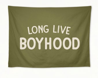 Long Live Boyhood Banner Flag, Custom Wall Banner, Boys Room Decor, Flag Wall Art, Kids & Baby Room Tapestry, Nursery or Playroom Decor