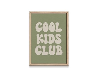 Cool Kids Club Wall Art Print, Digital Download, Cool Kids Print Decor, Playroom, Nursery Decor, Wall Art, Multiple Colors