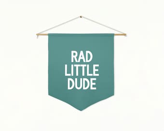 Rad Little Dude Wall Art, Pennant, Boys Flag Banner, Room, Boys Room, Baby Nursery Decor, Wall Hanging, Multiple Colors
