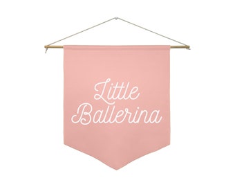 Ballet Dance Wall Hanging, Little Ballerina Pennant, Girl's Wall Hanging, Dance, Ballet, Little Girl, Vintage Kids Decor, Multiple Colors