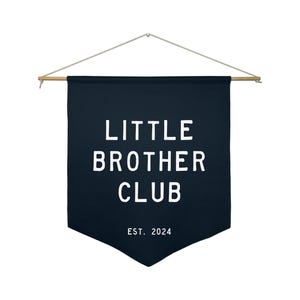 Little Brother Club Pennant | Boys Room Decor, Brotherhood Wall Art, Camp Flag, Sibling Gift, Baby Announcement, Wall Hanging, Custom Colors